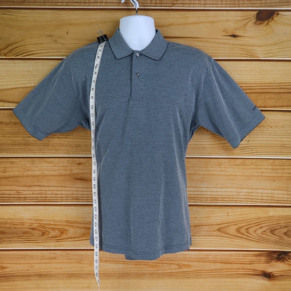 IZOD Polo Golf Shirt Mens Size M Gray Striped Cotton Blend Stretch Spread Collar - Picture 3 of 7